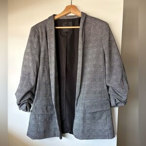 Women's Classic Gray Plaid Blazer 3/4 Sleeve